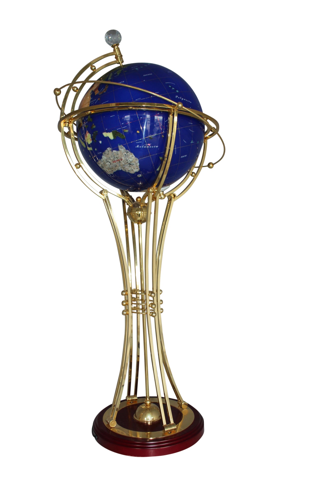 Illuminated Blue Ocean World Globe Rotating by motor -  18"L x 18"W x 42"H. 