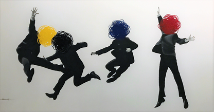 J. Barrios Giclee Boys Band Painting - Mixed Media -  Size: 40"L x 77"W x 2"H.