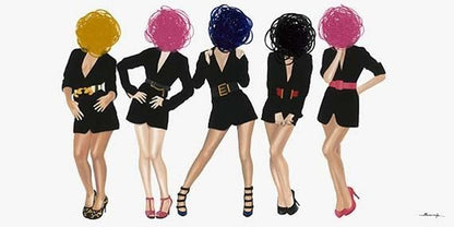 J. Barrios Giclee Girls Band Painting - Mixed Media -  Size: 40"L x 77"W x 2"H.