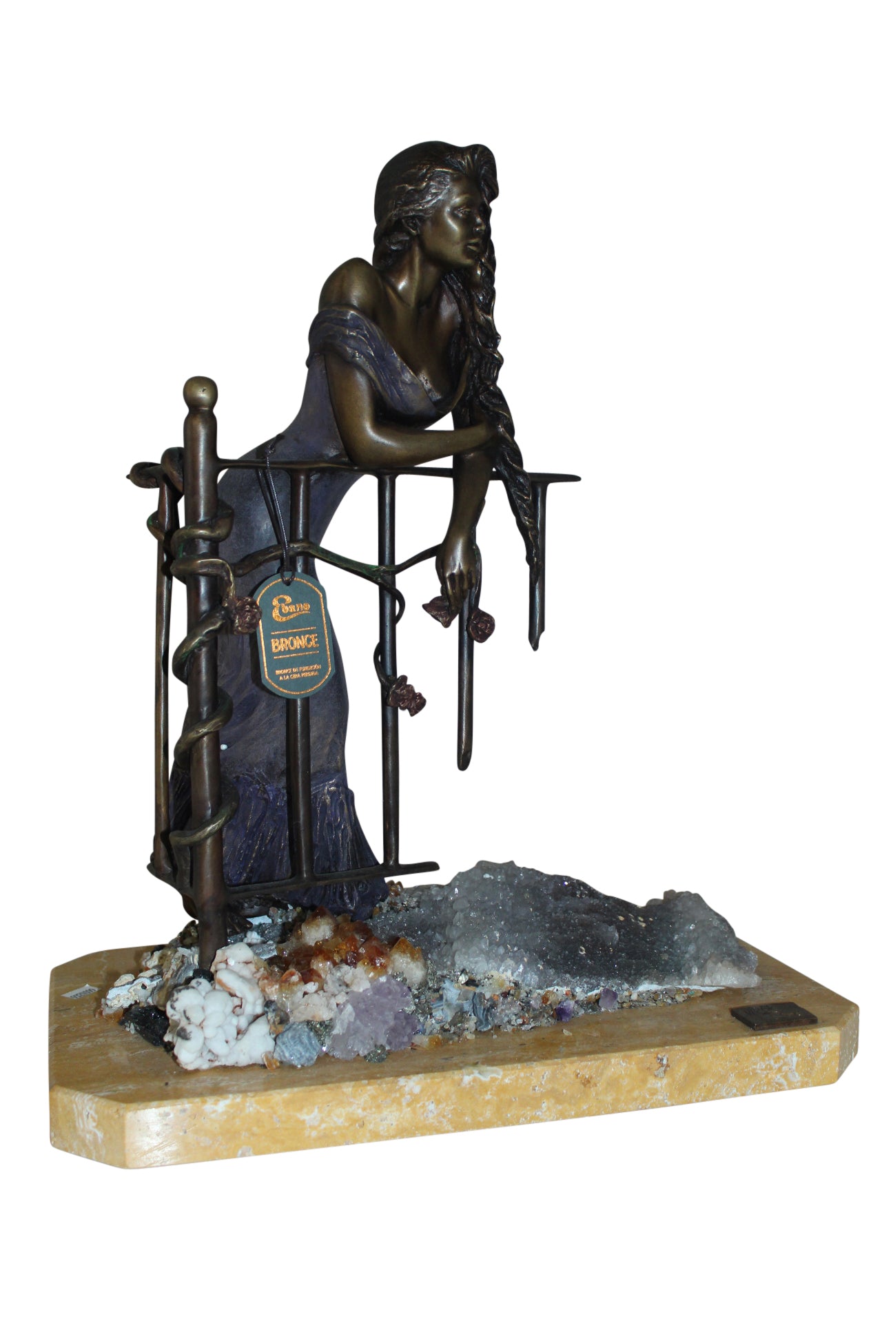 Judith Bronze Statue on Amethyst stone by Vidal -  Size: 16"L x 10"W x 18"H. 