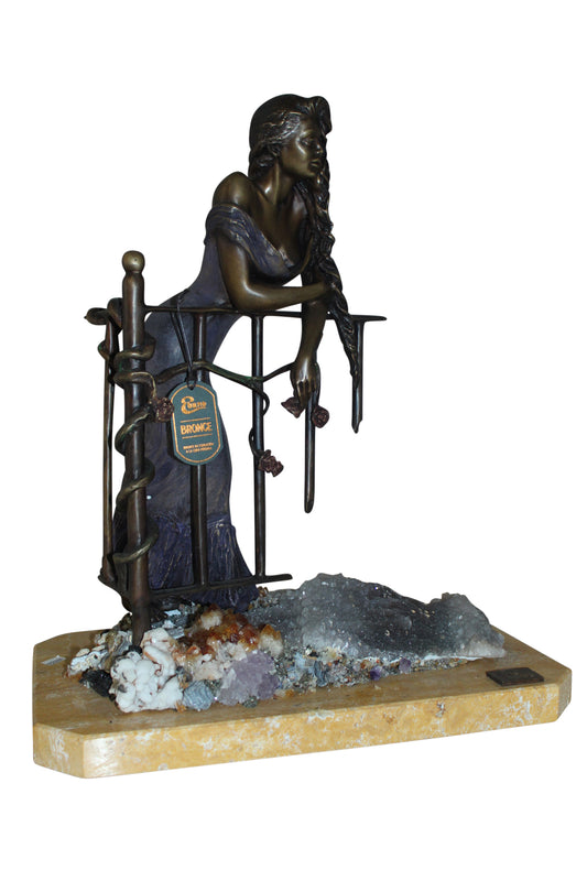 Judith Bronze Statue on Amethyst stone by Vidal -  Size: 16"L x 10"W x 18"H. 