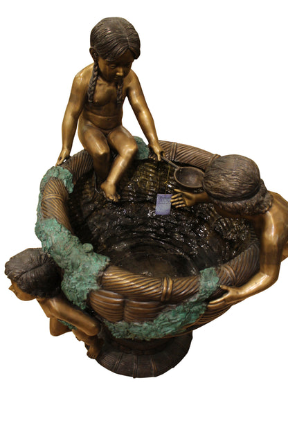 Kids Playing in Fountain Bronze Statue -  Size: 38"L x 32"W x 45"H. 