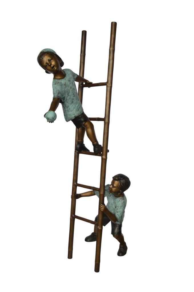 Kids Climbing a Ladder to Pick Apples from a Tree  -  Size: 34"L x 23"W x 80"H.