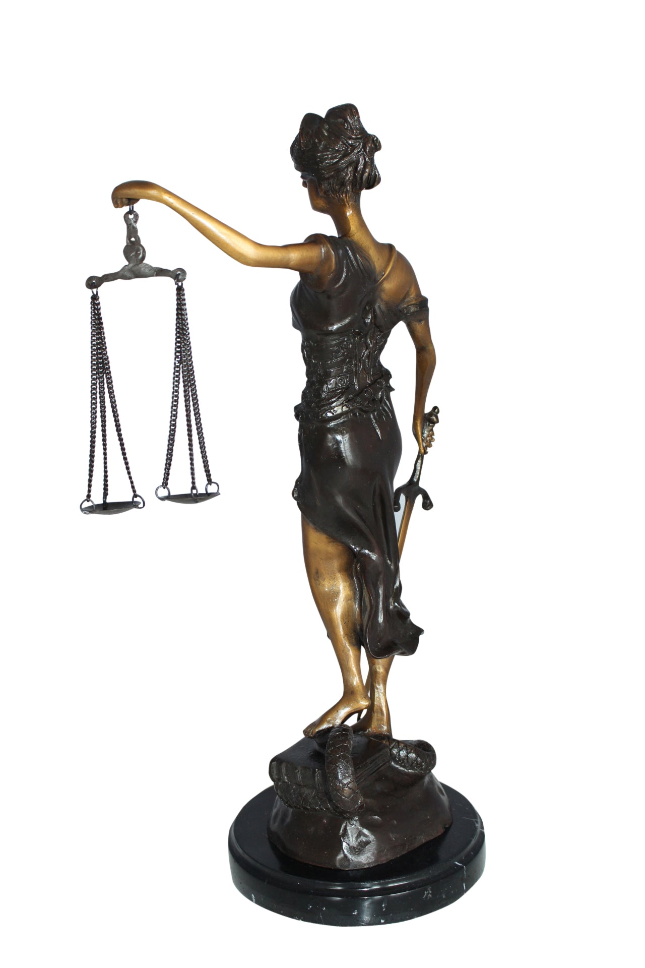 Lady Justice Bronze Statue -  Size: 6"L x 6"W x 18"H. 