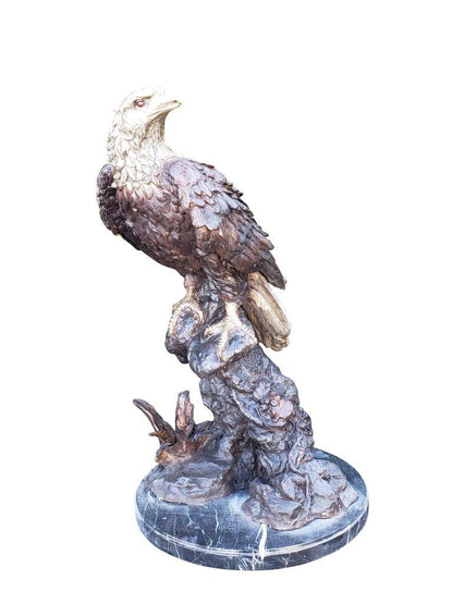 Large Eagle Bronze Statue Mounted on Marble -  Size: 21"L x 23"W x 35"H.