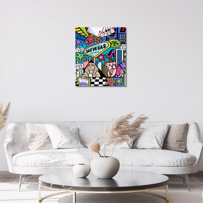 Las Vegas, Acrylic Painting, Stretched Canvas, A Wall Art by Jozza 26" x 30" x 1