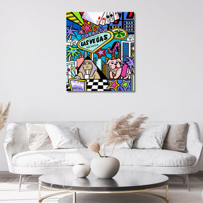 Las Vegas, Acrylic Painting, Stretched Canvas, A Wall Art by Jozza 40" x 48" x 1