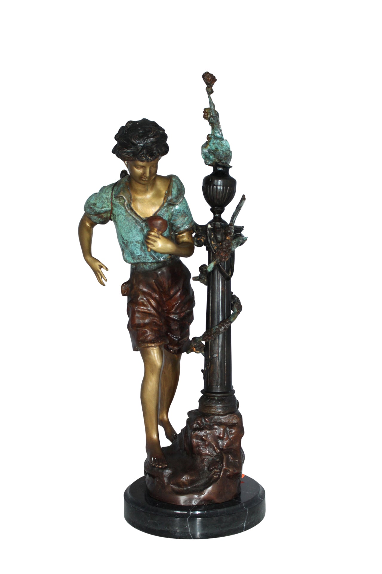 Les Amenes girl Bronze Statue -  Size: 9"L x 8"W x 25"H. 