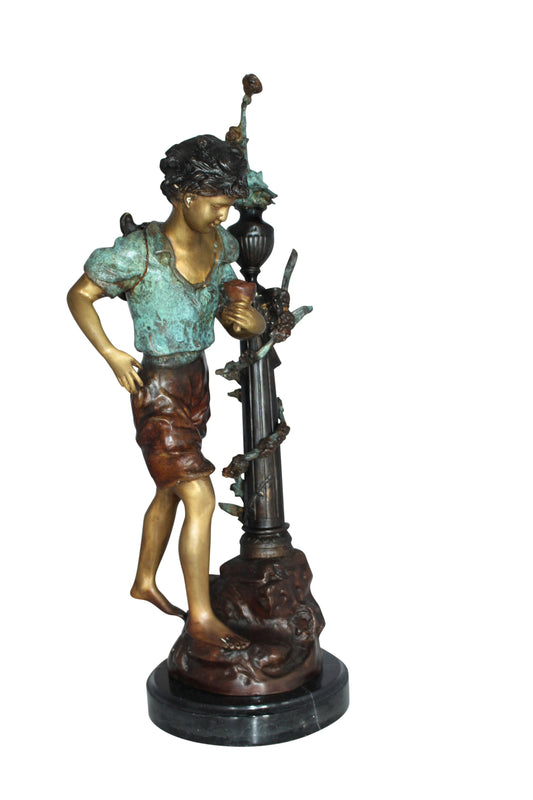 Les Amenes girl Bronze Statue -  Size: 9"L x 8"W x 25"H. 