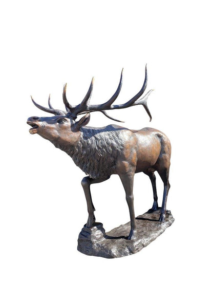 Life-Size Elk Bronze Statue -  Size: 43"L x 99"W x 87"H.