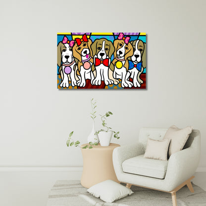 Love My Beagles, Acrylic Painting, Stretched Canvas, Art by Jozza 50" x 40"