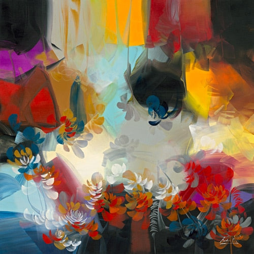 Rouge, giclee on canvas, hand signed by by Andrea Palacios, 54x54 unstretched.