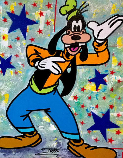 Goofy Time, Original Mixed Media on canvas, hand signed by artist ,Jozza, 16x20