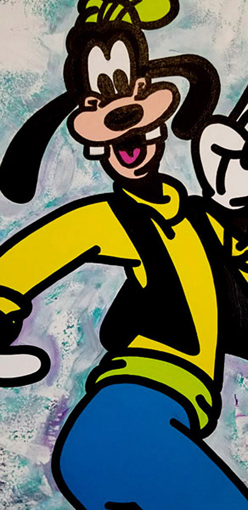 Goofy with Yellow Shirt, Mixed Media canvas, hand signed by artist ,Jozza, 16x20