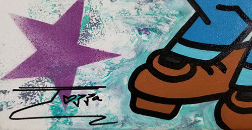 Goofy with Yellow Shirt, Mixed Media canvas, hand signed by artist ,Jozza, 16x20