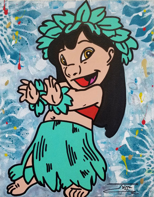 Lilo Hula, Original Mixed Media on canvas, hand signed by artist ,Jozza, 16x20