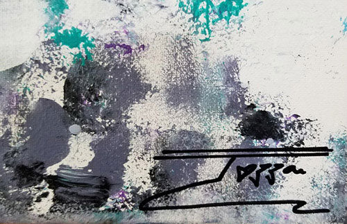 Minnie with Blue Dress, Mixed Media on canvas, signed by artist ,Jozza, 16x20
