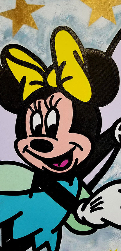 Minnie can Fly, Original Mixed Media on canvas, signed by artist ,Jozza, 16x20