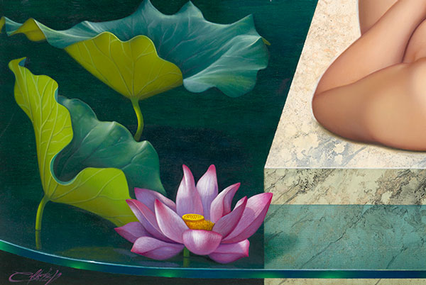 El Lago Magico, Nude Art, limited edition giclee by Nelson Calderon, 38x30
