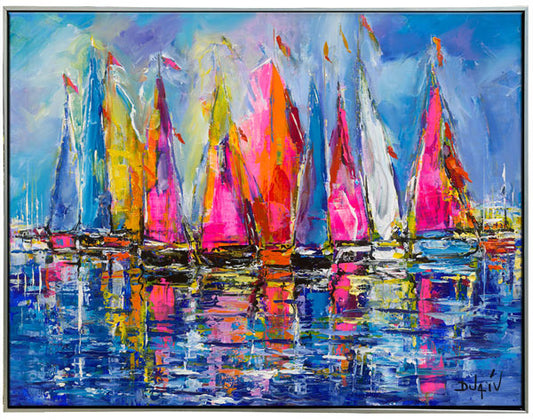 Sails of Color, limited edition embellished giclee on canvas by Duaiv, 31x25