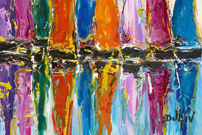 De Toutes Les Couleurs, limited ed. embellished giclee on canvas by Duaiv 25x21