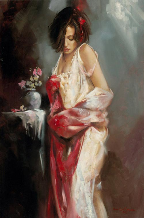 Swept Away, a piece with great detail  by Ron Dicsenza, 36X54 signed.