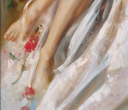 Woman Primaverna, a piece with great detail  by Ron Dicsenza, 24X40 signed.