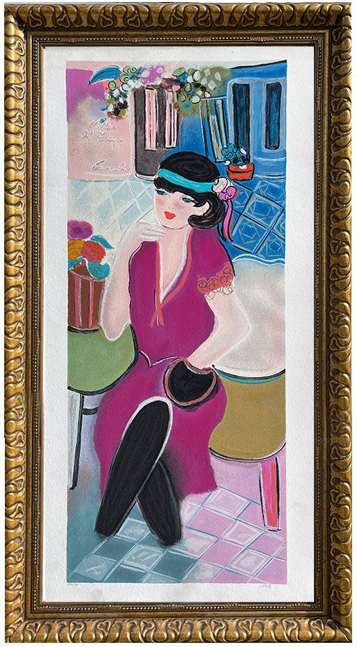 El patio tiempo camila, limited-edition serigraph on cotton paper by Zule, 22X43