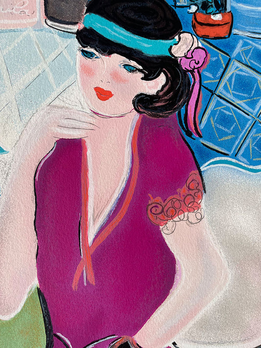 El patio tiempo camila, limited-edition serigraph on cotton paper by Zule, 22X43