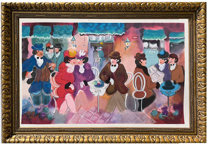 Cafe Dorrego, limited-edition serigraph on cotton paper by Zule, 46X33