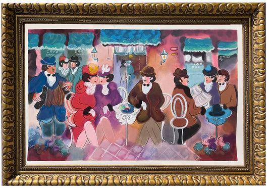 Cafe Dorrego, limited-edition serigraph on cotton paper by Zule, 46X33