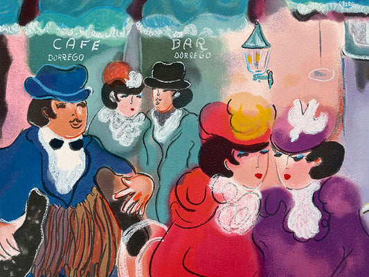 Cafe Dorrego, limited-edition serigraph on cotton paper by Zule, 46X33