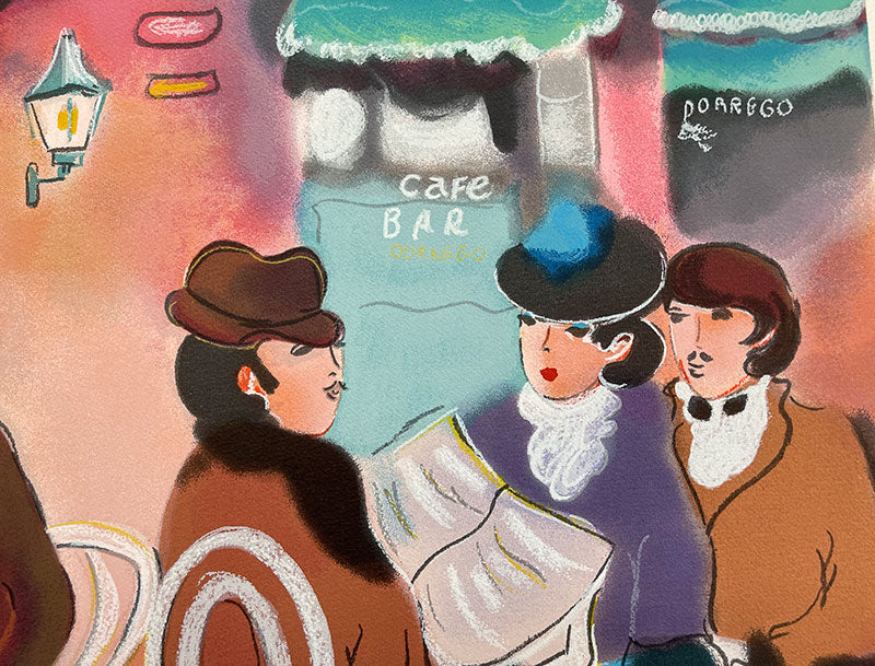 Cafe Dorrego, limited-edition serigraph on cotton paper by Zule, 46X33