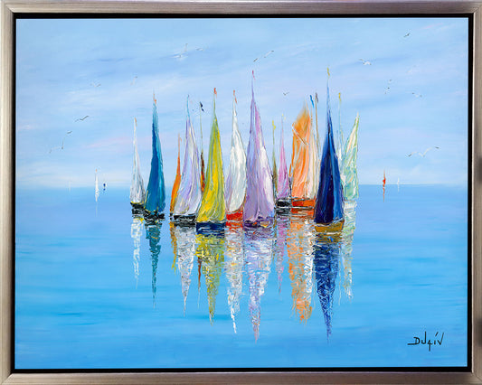 Bal des Mouettes, limited edition embellished giclee on canvas by Duaiv, 54x40