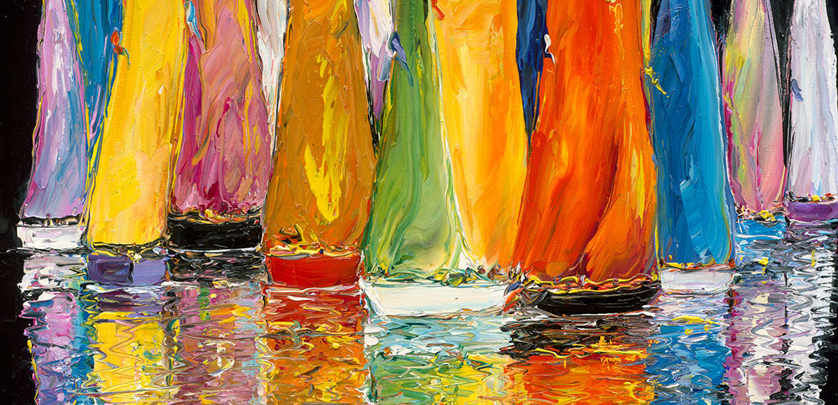 Nuit Flamboyante, limited edition embellished giclee on canvas by Duaiv, 48x42