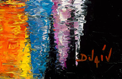 Nuit Flamboyante, limited edition embellished giclee on canvas by Duaiv, 48x42