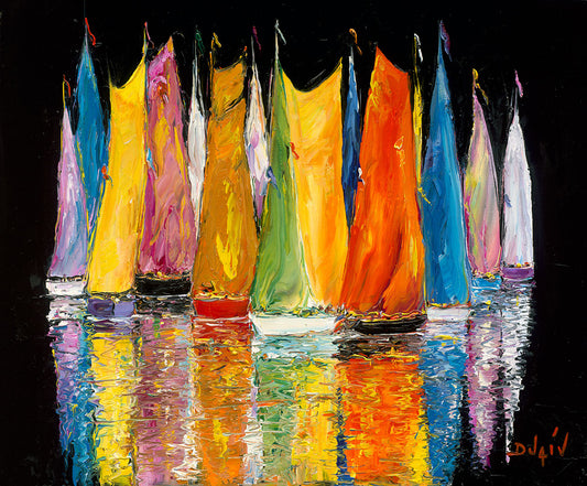 Nuit Flamboyante, limited edition embellished giclee on canvas by Duaiv, 48x42