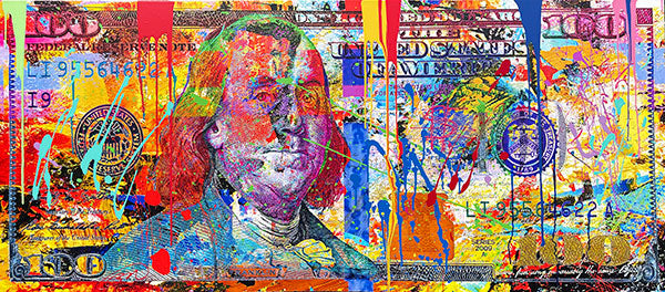 Mr Ben, original mixed media on canvas by Oliver Neilson, 60x26 gallery wrapped.