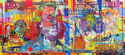 Mr Ben, original mixed media on canvas by Oliver Neilson, 60x26 gallery wrapped.