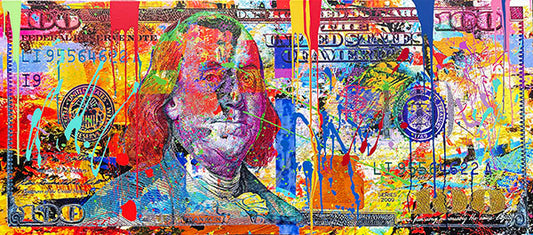 Mr Ben, original mixed media on canvas by Oliver Neilson, 60x26 gallery wrapped.