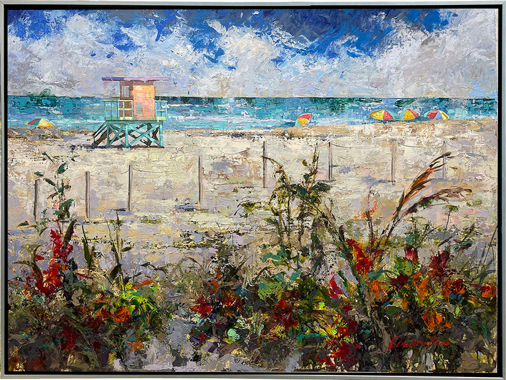 Summer, limited edition giclee on canvas, framed by Elizabeth Roma, 40x30