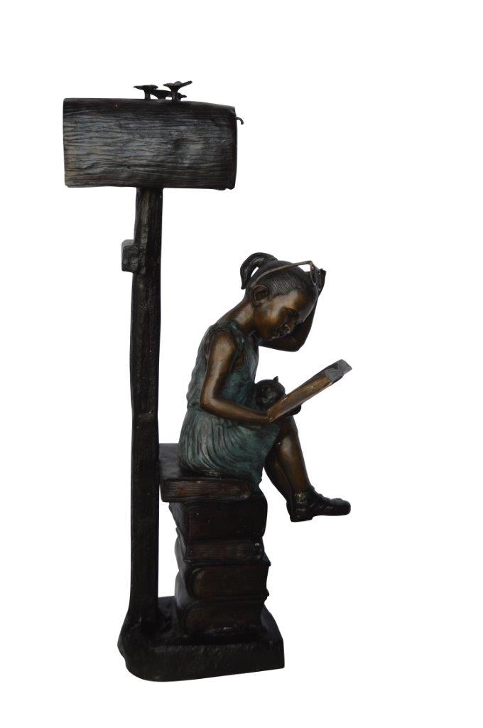 Mailbox - Girl sitting on books and reading -  Size: 26"L x 22"W x 53"H.