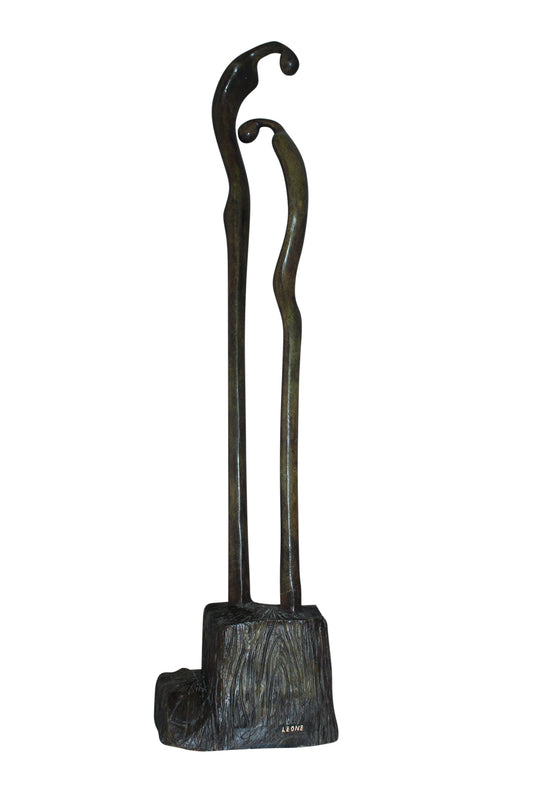 Male Female Abstract Bronze Statue -  Size: 6"L x 8"W x 31"H. 