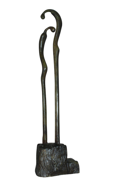 Male Female Abstract Bronze Statue -  Size: 6"L x 8"W x 31"H. 