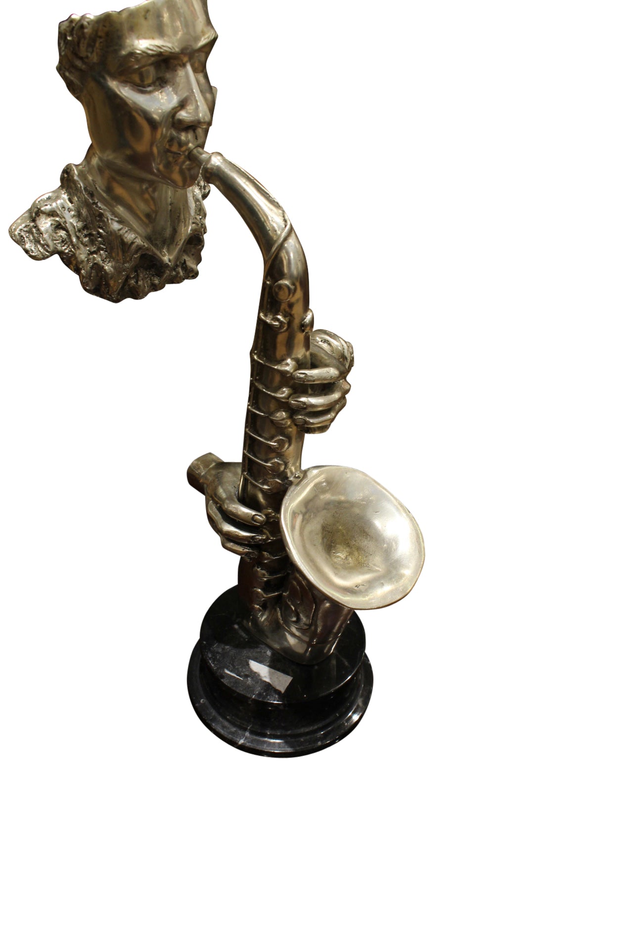 Man Playing Trombone Bronze Statue -  Size: 8"L x 5"W x 14"H. 