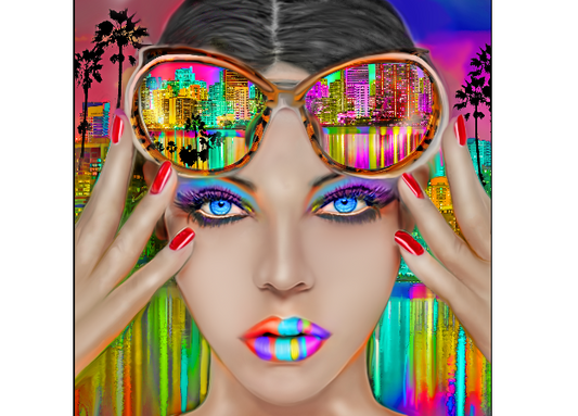 Miami Nights Painting by Marc Rudinsky - Acrylic -  Size: 48"L x 48"W x 2"H.