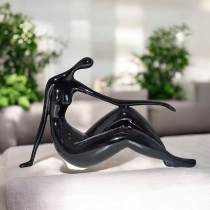 Modern Art Medium Black Women on the Beach Resin Statue - Size: 14" x 4" x 9"H