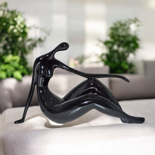 Modern Art Medium Black Women on the Beach Resin Statue - Size: 14" x 4" x 9"H