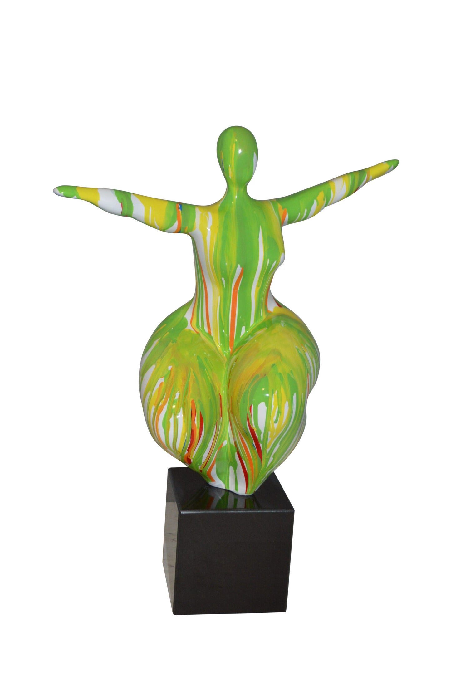 Modern Art Aerobic Lady Resin Statue -  Size: 16"L x 9"W x 22"H.