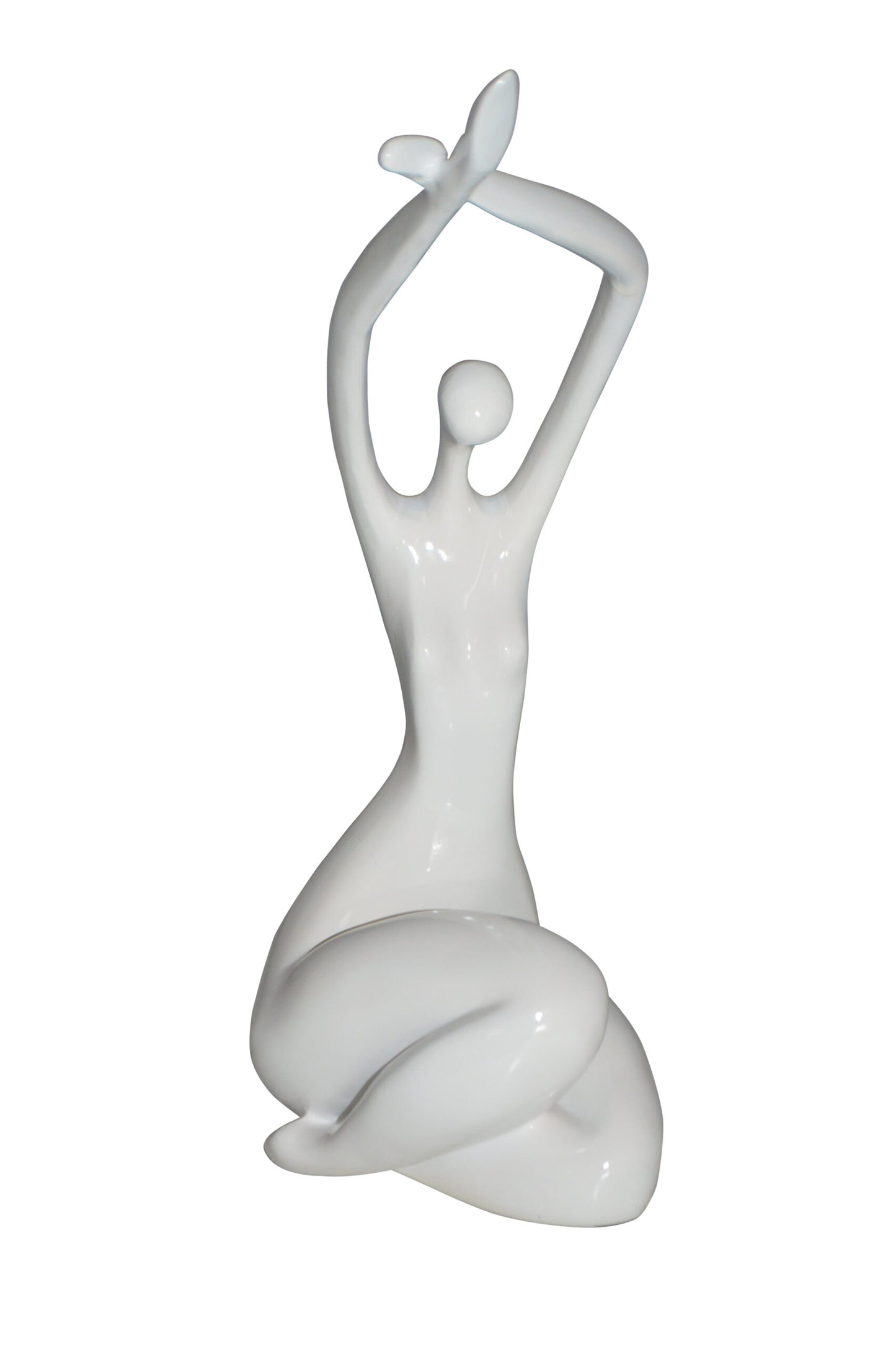 Modern Art Dancer in Action White Resin Statue -  Size: 4"L x 6"W x 13"H.